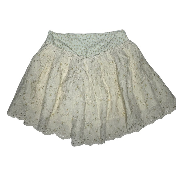 NWT Free People Jillian Floral Eyelet Lacey Mini Skirt L - Picture 8 of 15